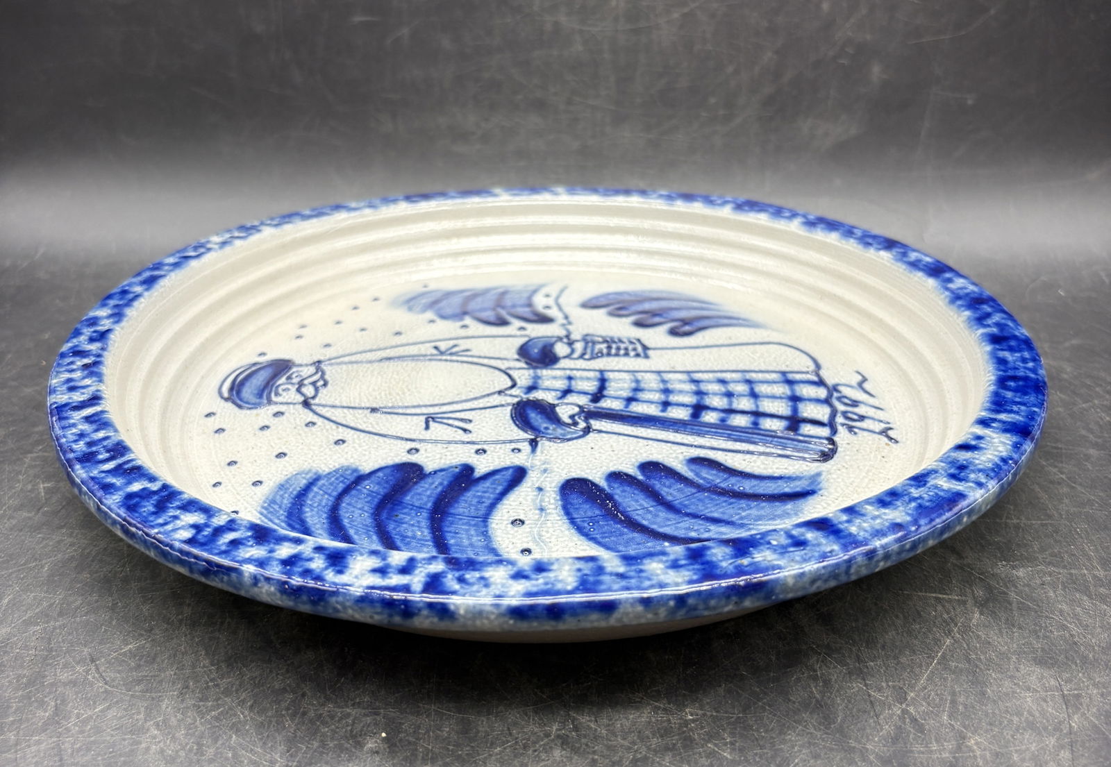 1992 Eldreth Stoneware Pottery Christmas Pie Plate - 6