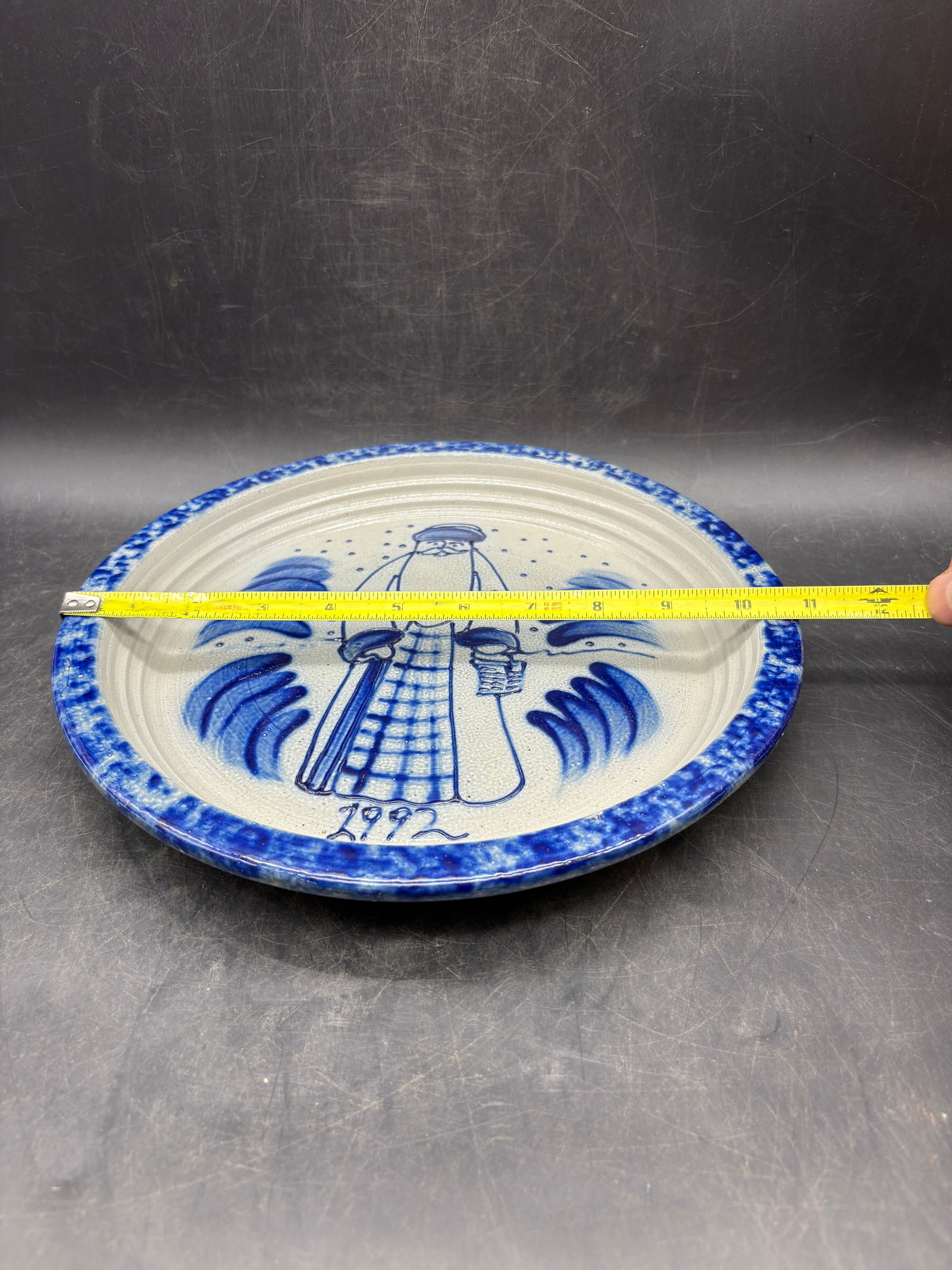 1992 Eldreth Stoneware Pottery Christmas Pie Plate - 8