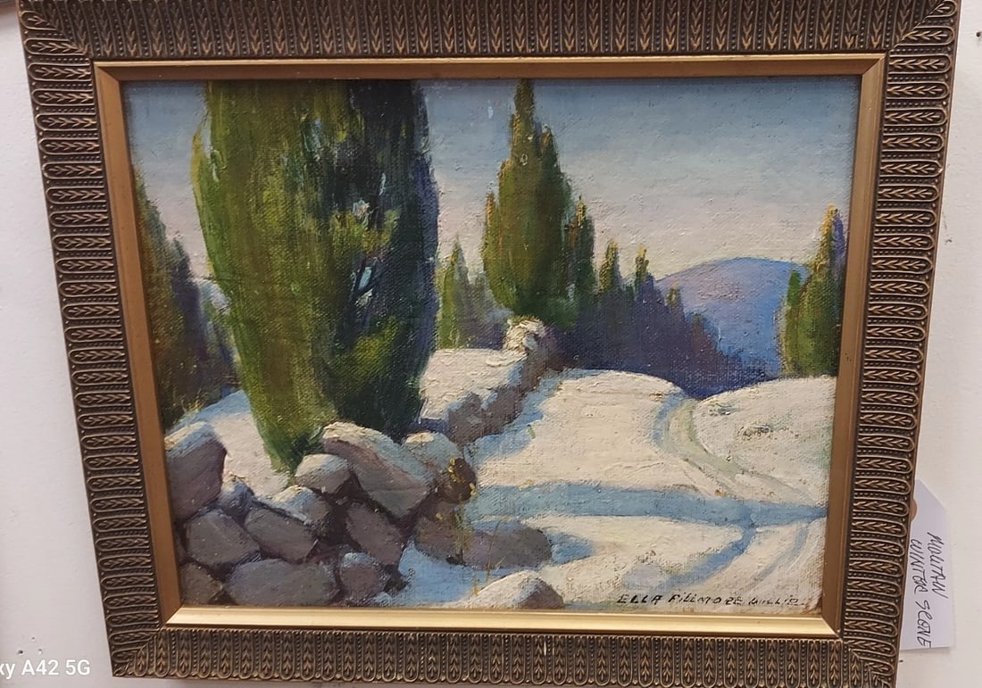 oil painting Winter Hedge Scene Ella Fillmore Lillie (1884-1972) Vermont land - 3
