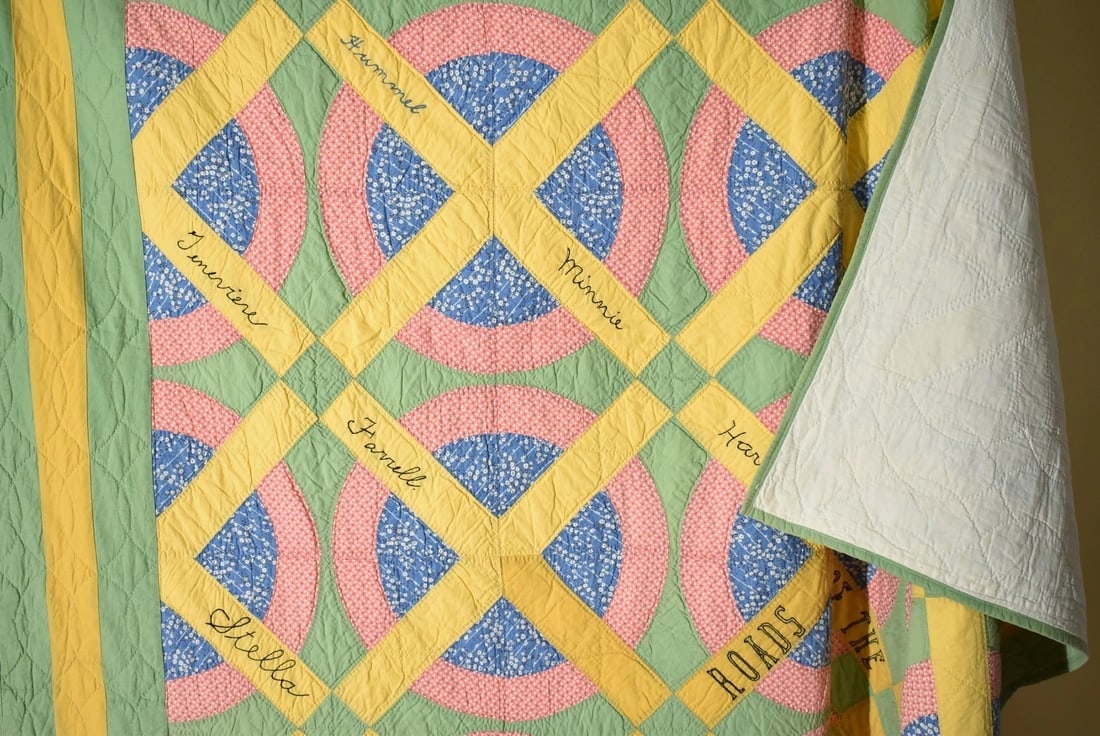 30's Art Deco Quilt dated "1936" - 12