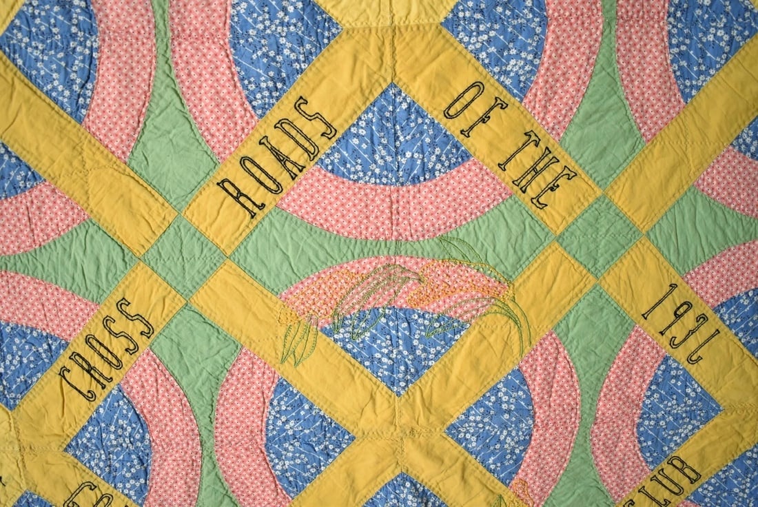 30's Art Deco Quilt dated "1936" - 3