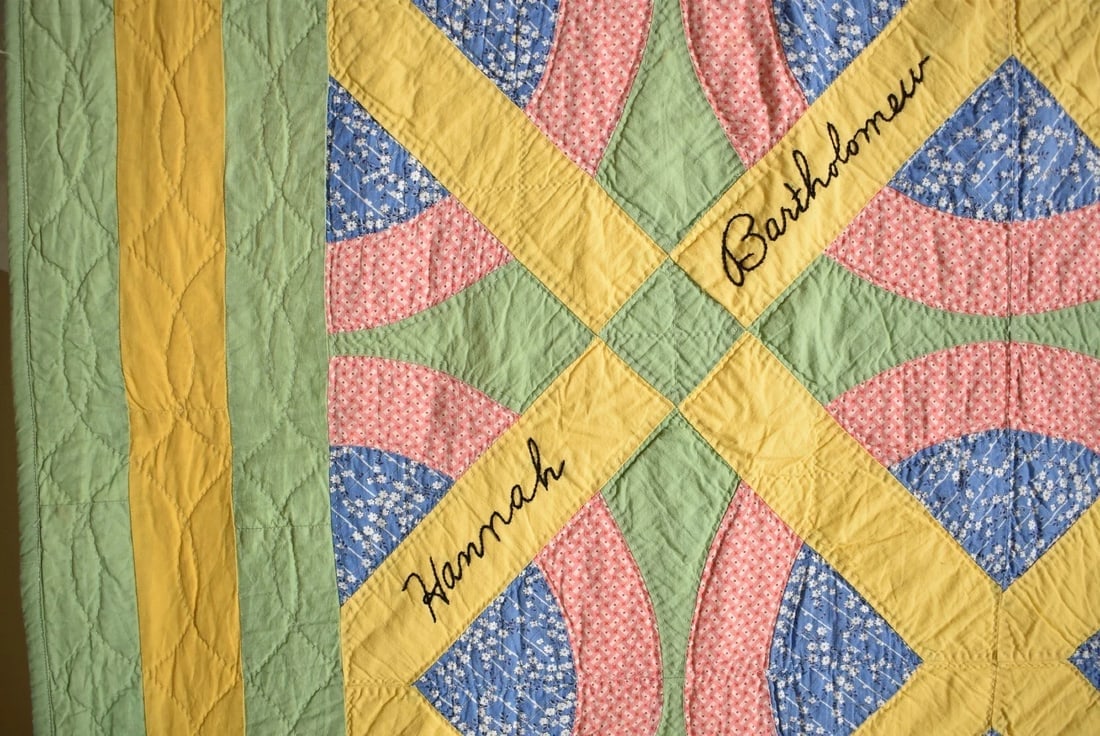 30's Art Deco Quilt dated "1936" - 9