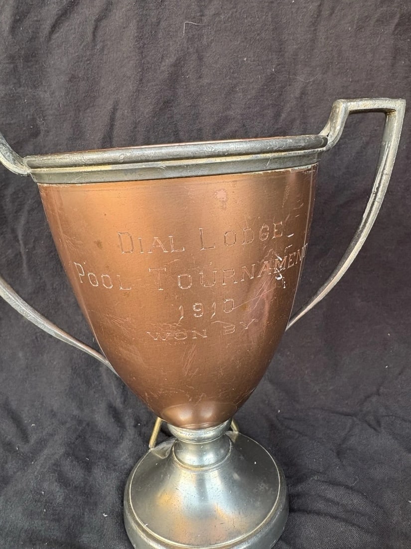 Rare 1910 Dial Lodge Princeton University Pool Loving Cup Trophy - 2