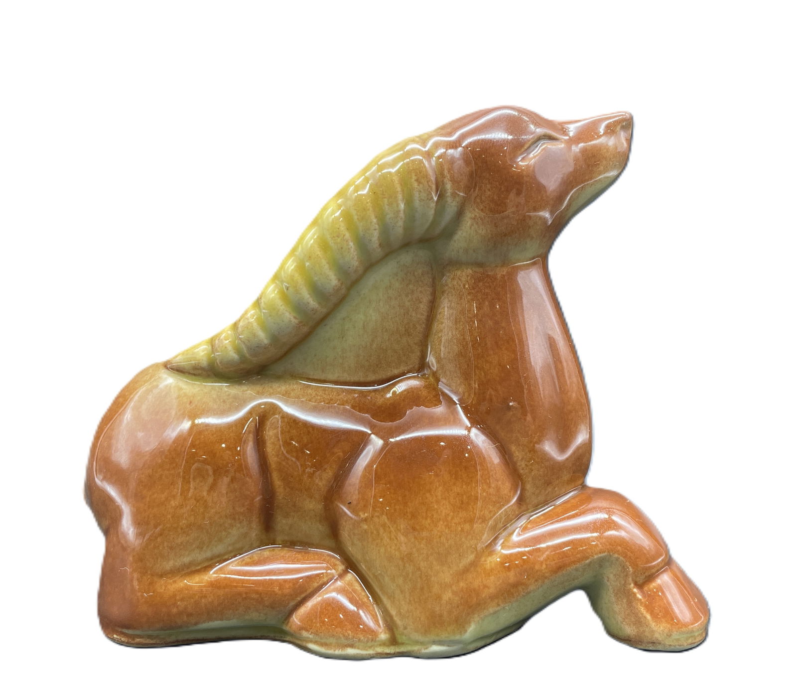 SHAWNEE POTTERY PLANTER VASE GAZELLE ANTELOPE USA 613: Date/Period: approx 1930-40'sDimension: approx 6 x 4.5Material: potteryAdditional Information: SHAWNEE POTTERY PLANTER VASE GAZELLE ANTELOPE USA 613 Shipping:Domestic: Flat-rate of $14.00 to