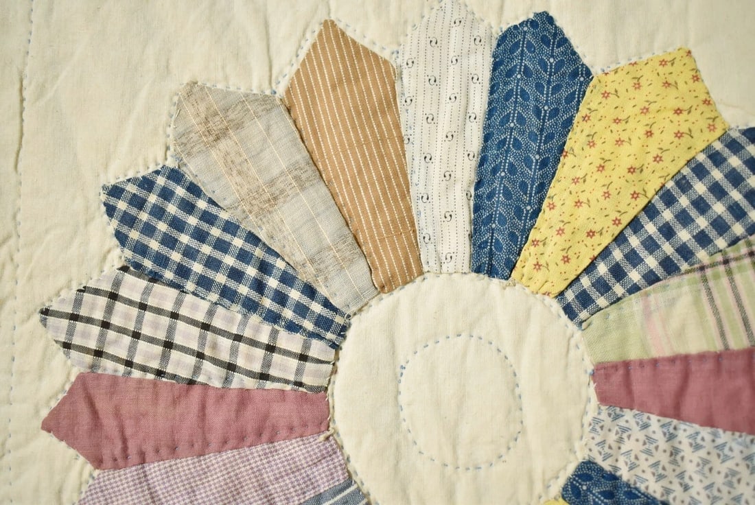 40's Dresden Plate Quilt, Blue Border - 8