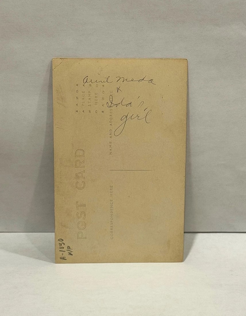 RPPC Real Photo Paper Moon Postcard Woman Child Biplanes Stars Cute Moon 1900 - 3