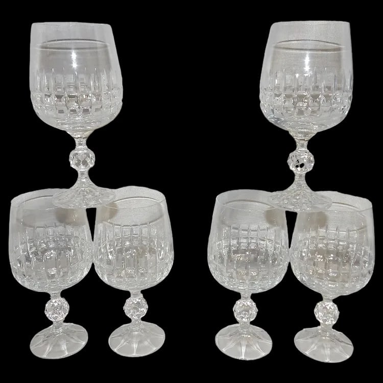 Belfast Pattern Bohemia Crystal Wine Glasses: Set of 6 Bohemia Crystal wine glasses in the Belfast pattern by Crystalex. Near MINT condition. Crafted in the Czech Republic. Height: 7 1/2 in, Width: 2 3/4 in. Shipping:Domestic: Flat-rate of