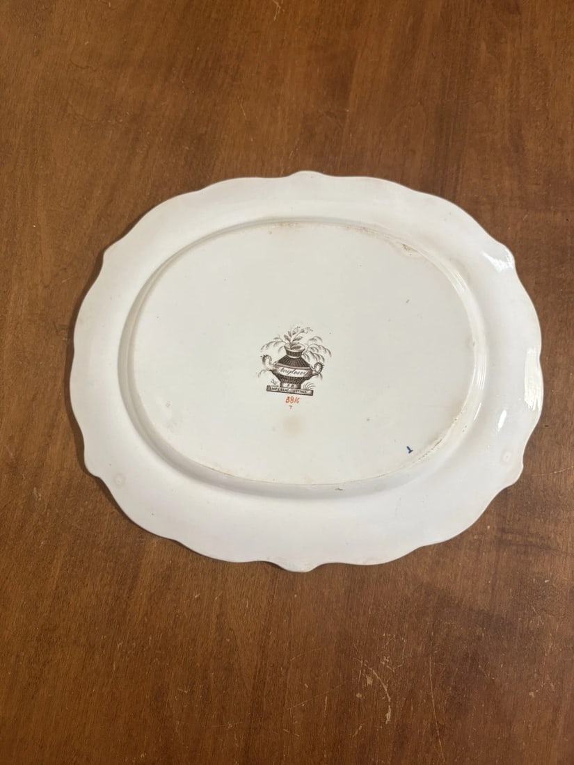 flow blue polychrome Platter - 2