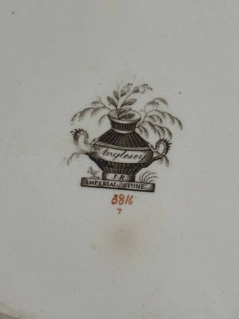 flow blue polychrome Platter - 3