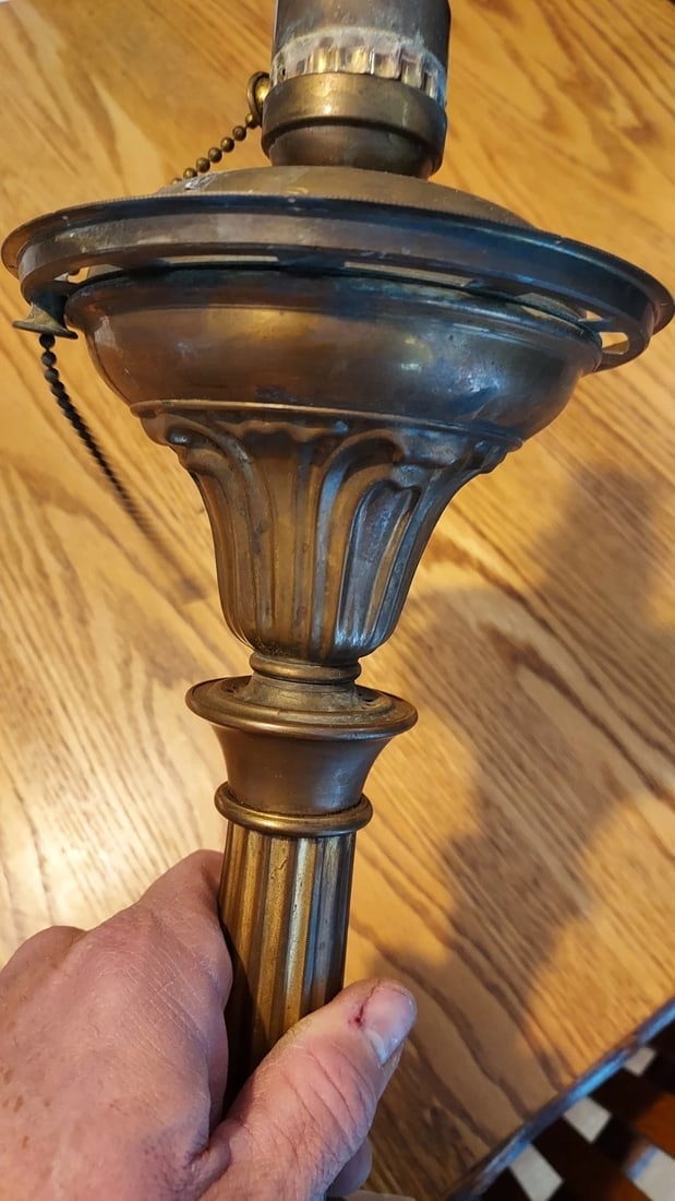 Antique Cast Brass Astral Solar Lamp Converted - 2