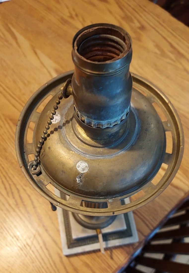 Antique Cast Brass Astral Solar Lamp Converted - 3