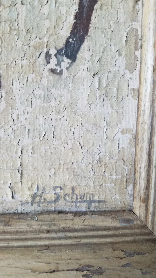 Oil painting 19th century War soldier on horse Schum - 5