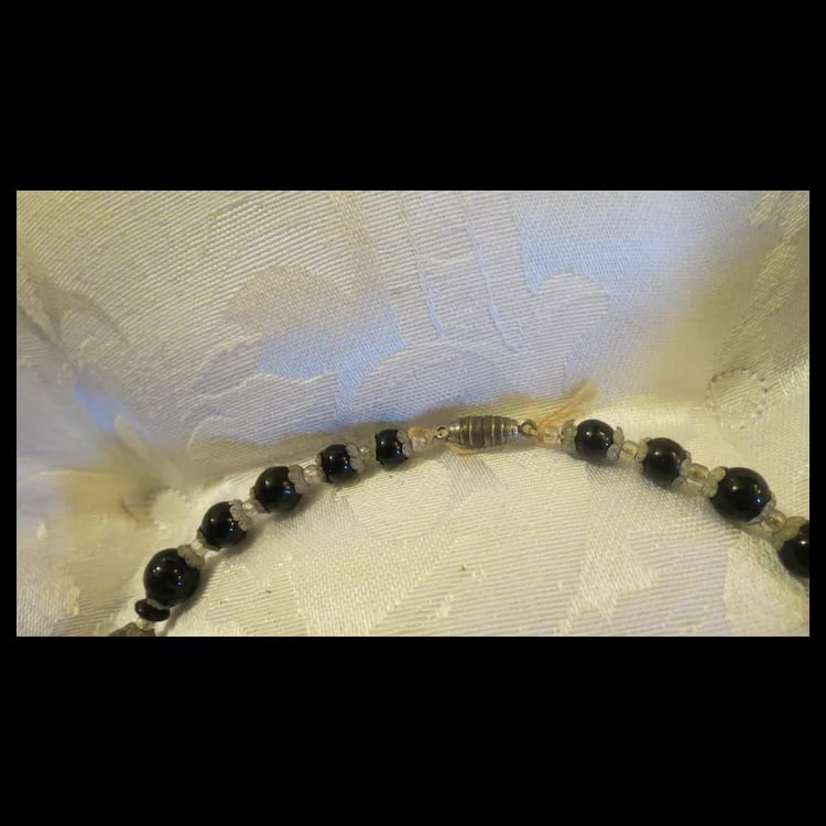 Early Antique Black Swirl Glass Beads - 3