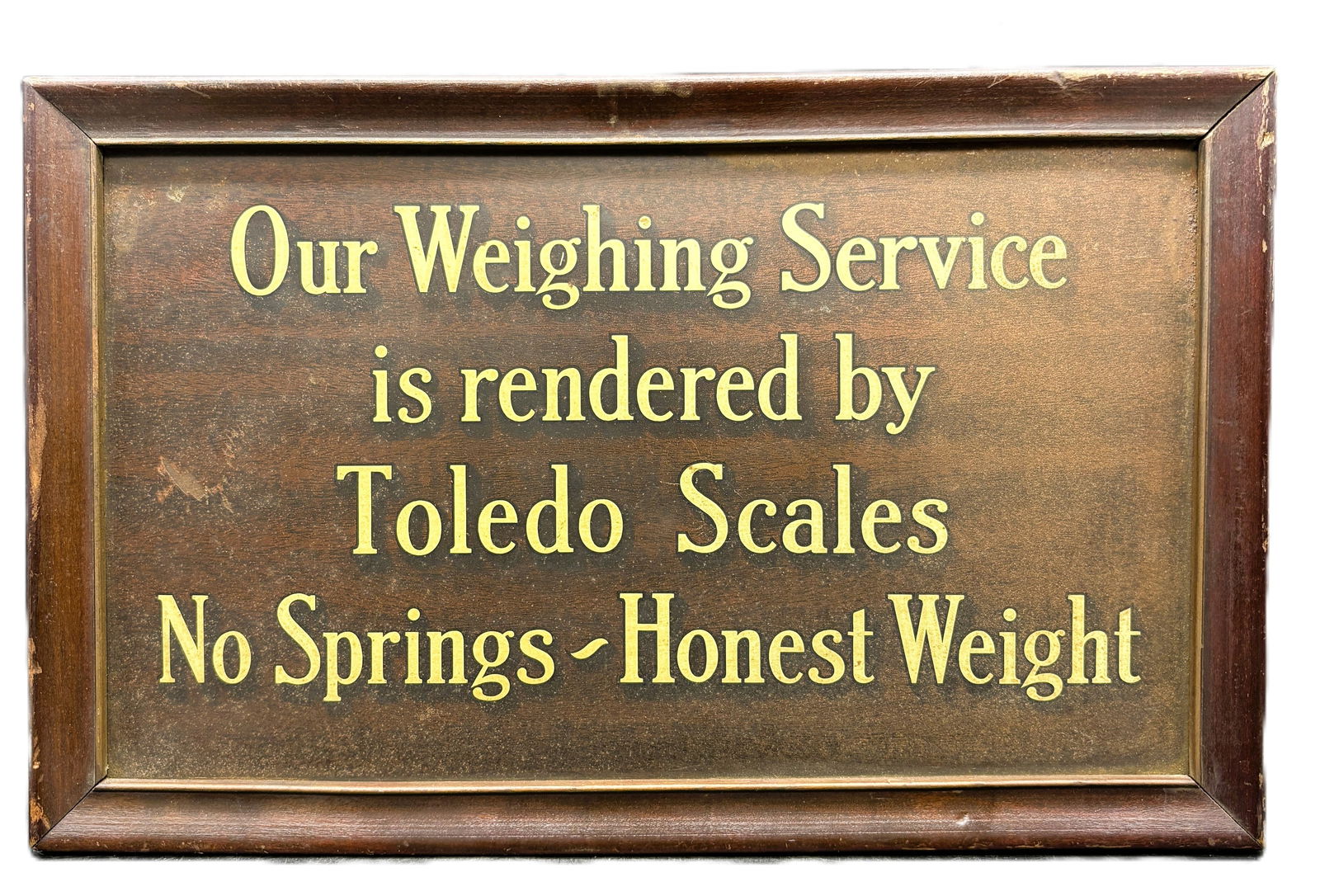 Antique Advertising Sign 1920's Toledo Scales Weighing Service: Date/Period: Approx. 1920'sDimension: Approx. 17.5" x 11"Material: Additional Information: Antique Advertising Sign 1920's Toledo Scales Weighing Service Shipping:Domestic: Flat-rate of $17.00 to