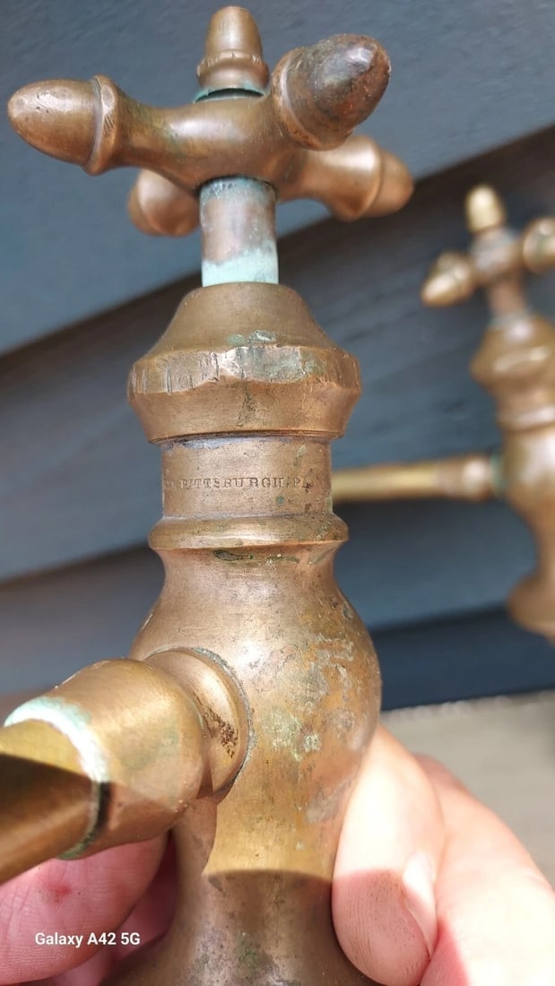 Antique hardware Brass Bathroom Faucet Mansfield Pittsburgh Acorns - 4