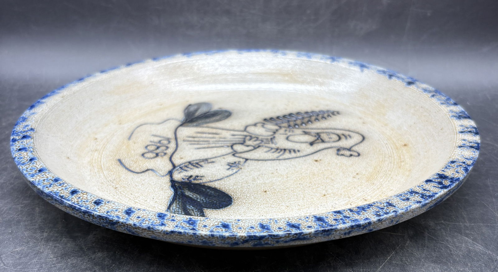 1988 Eldreth Stoneware Pottery Christmas Pie Plate - 6