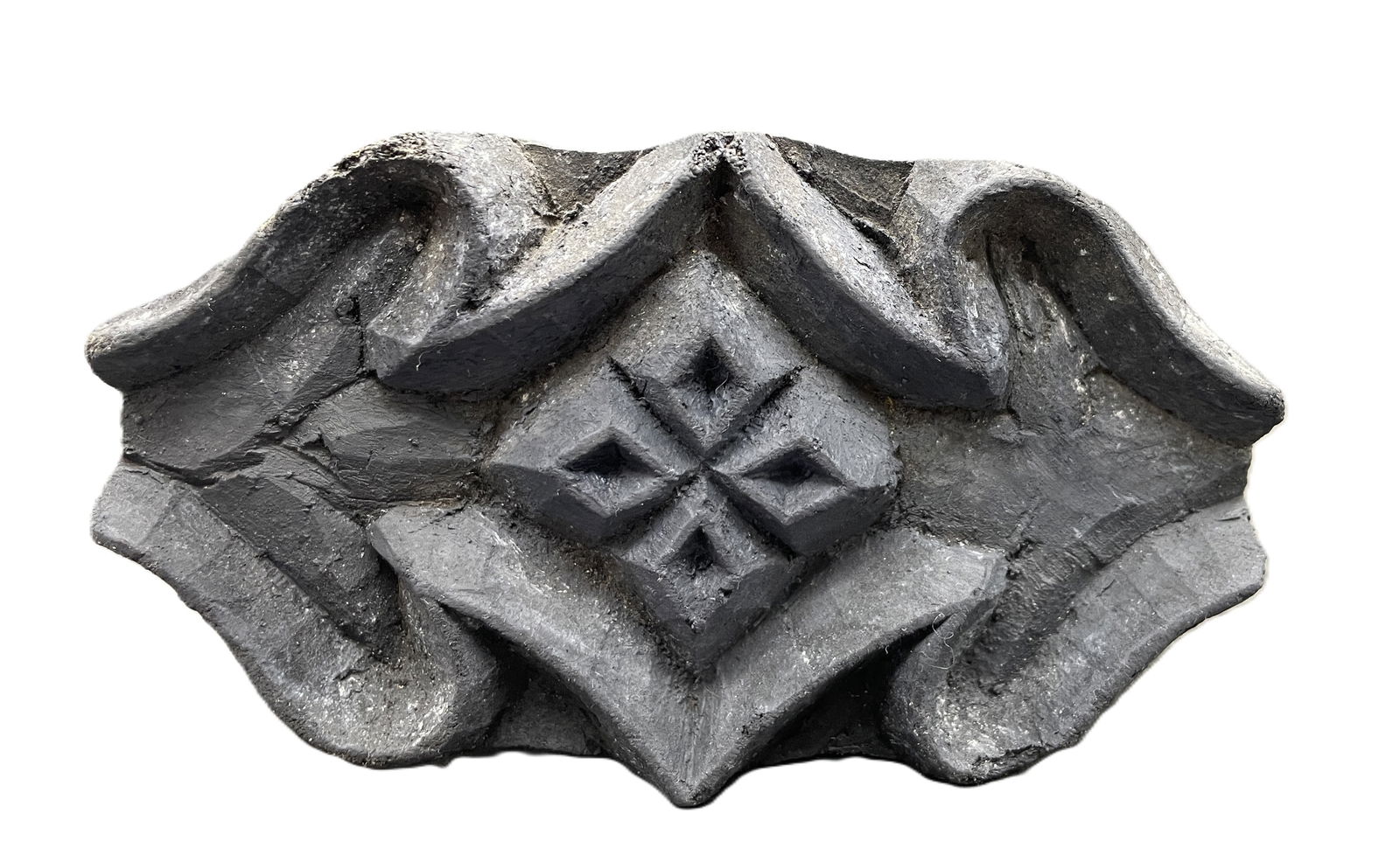 Antique Handmade Wooden Wallpaper Stamp Carved Coal: Date/Period: Approx early 1900'sDimension: Approx. 4.25" x2.25 x 1"Material: coalAdditional Information: Antique Handmade Wooden Wallpaper Stamp Carved Coal Shipping:Domestic: Flat-rate of $8.00 to