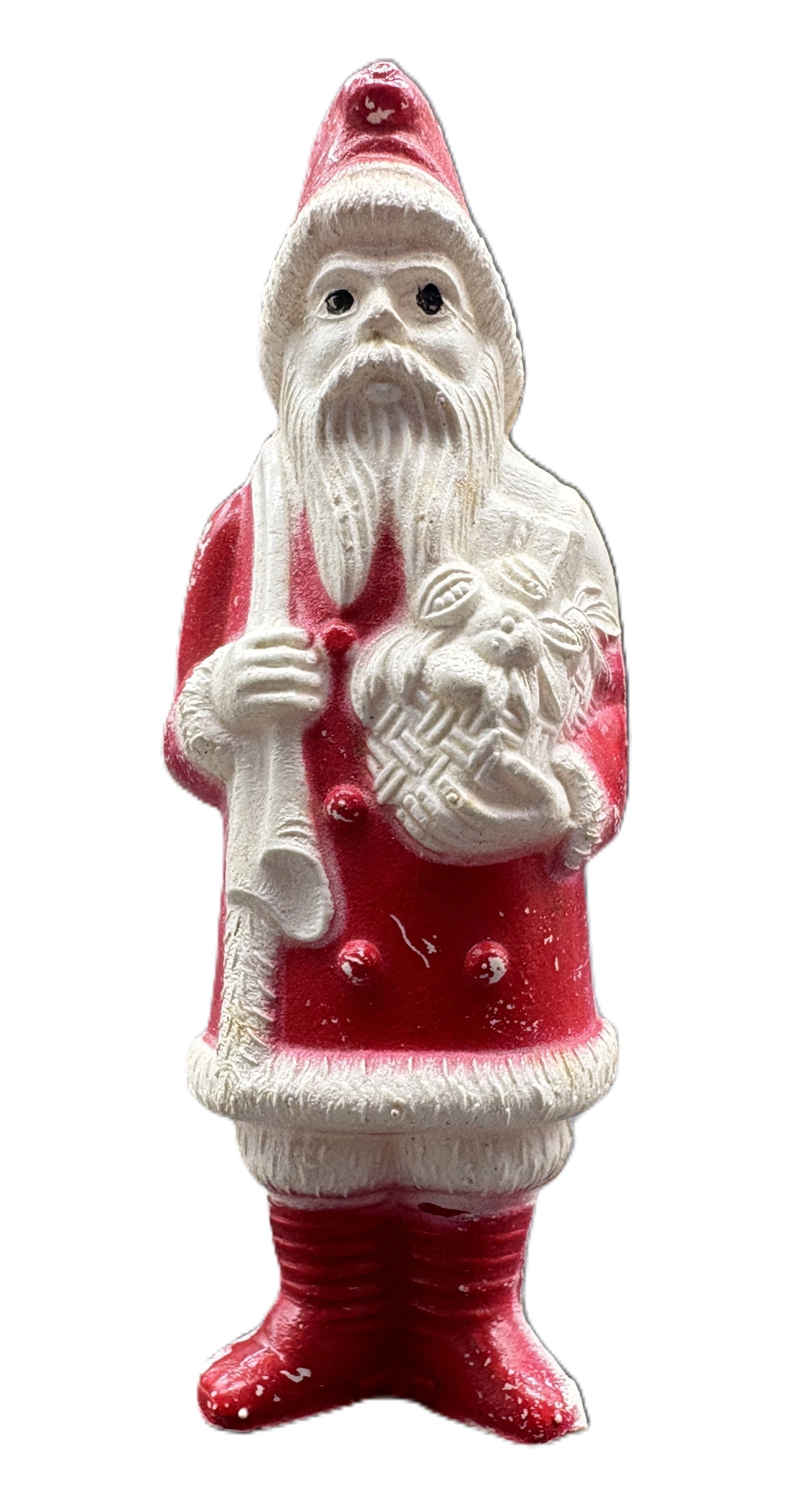 1940s IRWIN Santa Claus Christmas Figure USA: Date/Period: approx 1940-50'sDimension: Approx. 4"Material: plasticAdditional Information: 1940s IRWIN Santa Claus Christmas Figure USA Shipping:Domestic: Flat-rate of $7.00 to anywhere within the