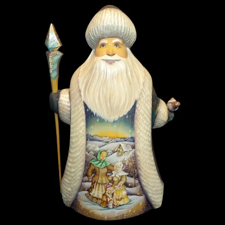 Russian Hand Carved Hand Painted Limited Edition Figure 1: Hand-carved and hand-painted limited edition Russian folk art figurine. Features intricate lacquer-style detailing on solid wood. Shipping:Domestic: Flat-rate of $20.00 to anywhere within the