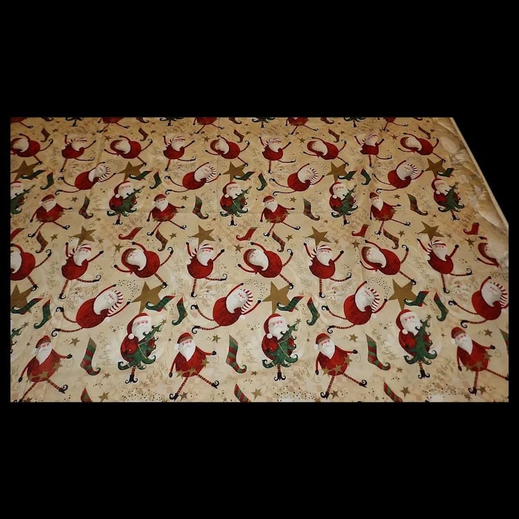 Vintage Santa Fabric: Four pieces of vintage Christmas fabric featuring Santa Claus imagery. Each piece measures approximately 45” x 43” and is in perfect condition. Shipping:Domestic: Flat-rate of $19.00 to