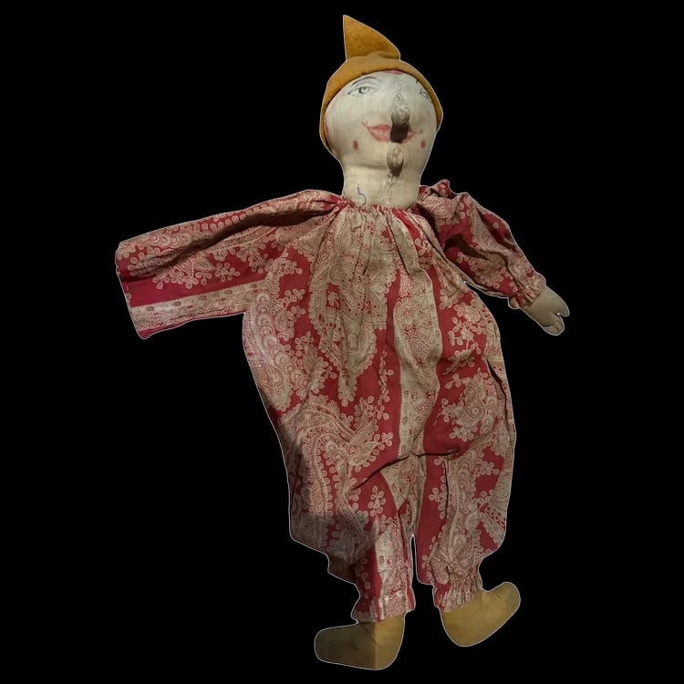 Antique cloth Punchinello British character RAG DOLL (1 of 1)