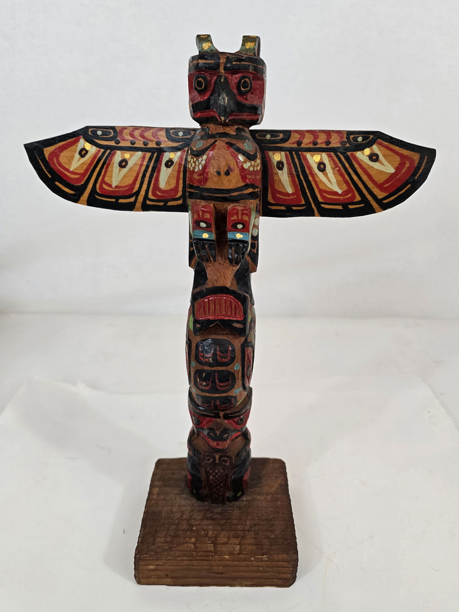 Carved and painted Northwest totem - 2
