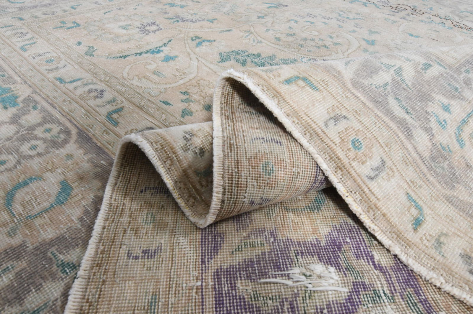 9.8x12.6 ft, NEUTRAL PERSIAN RUG: Title: 9.8x12.6 ft, NEUTRAL PERSIAN RUG Description: This Turkish one-of-a-kind Anatolian Vintage Rug is hand-knotted and handwoven by the most skilled artisans who use pure wool, in muted, natural