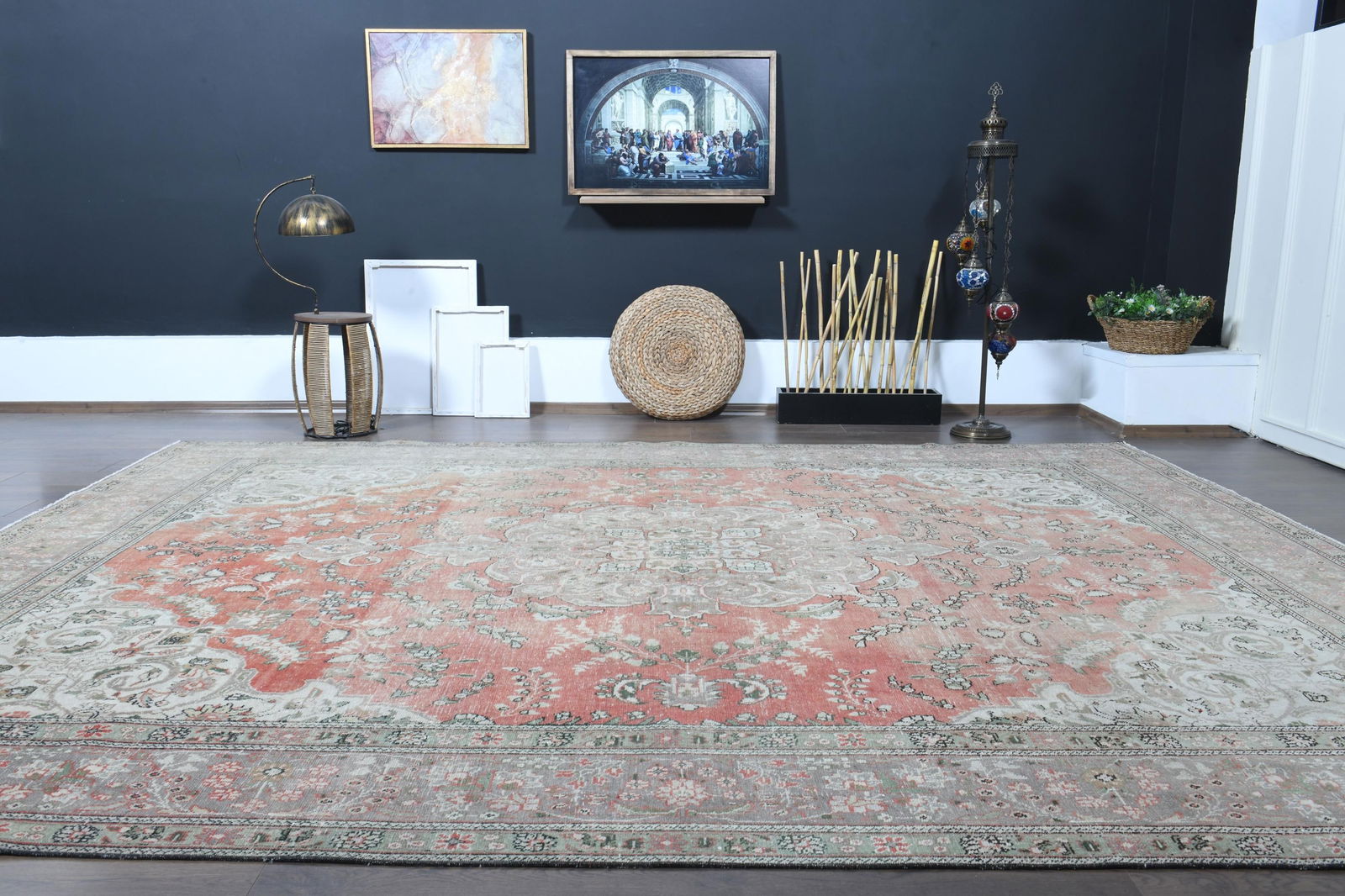 9'3x12'5 ft, ORANGE OVERSIZED RUG - 19