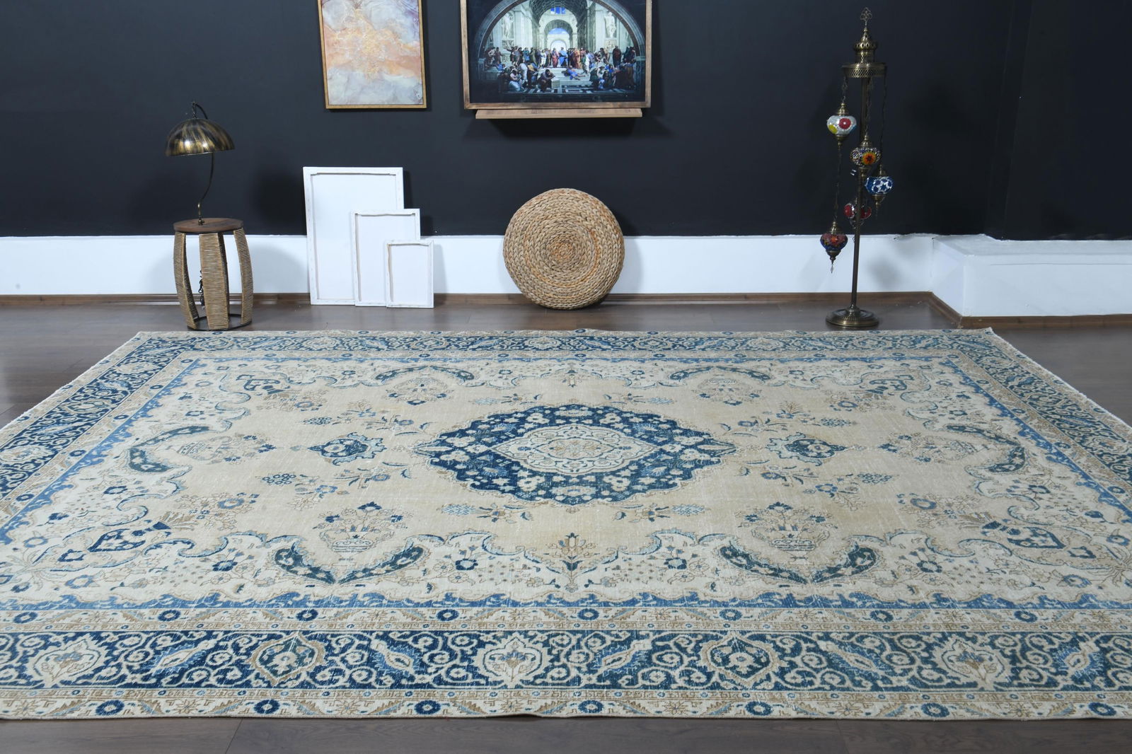 10.7x11.4 ft, ORANGE VINTAGE RUG - 19