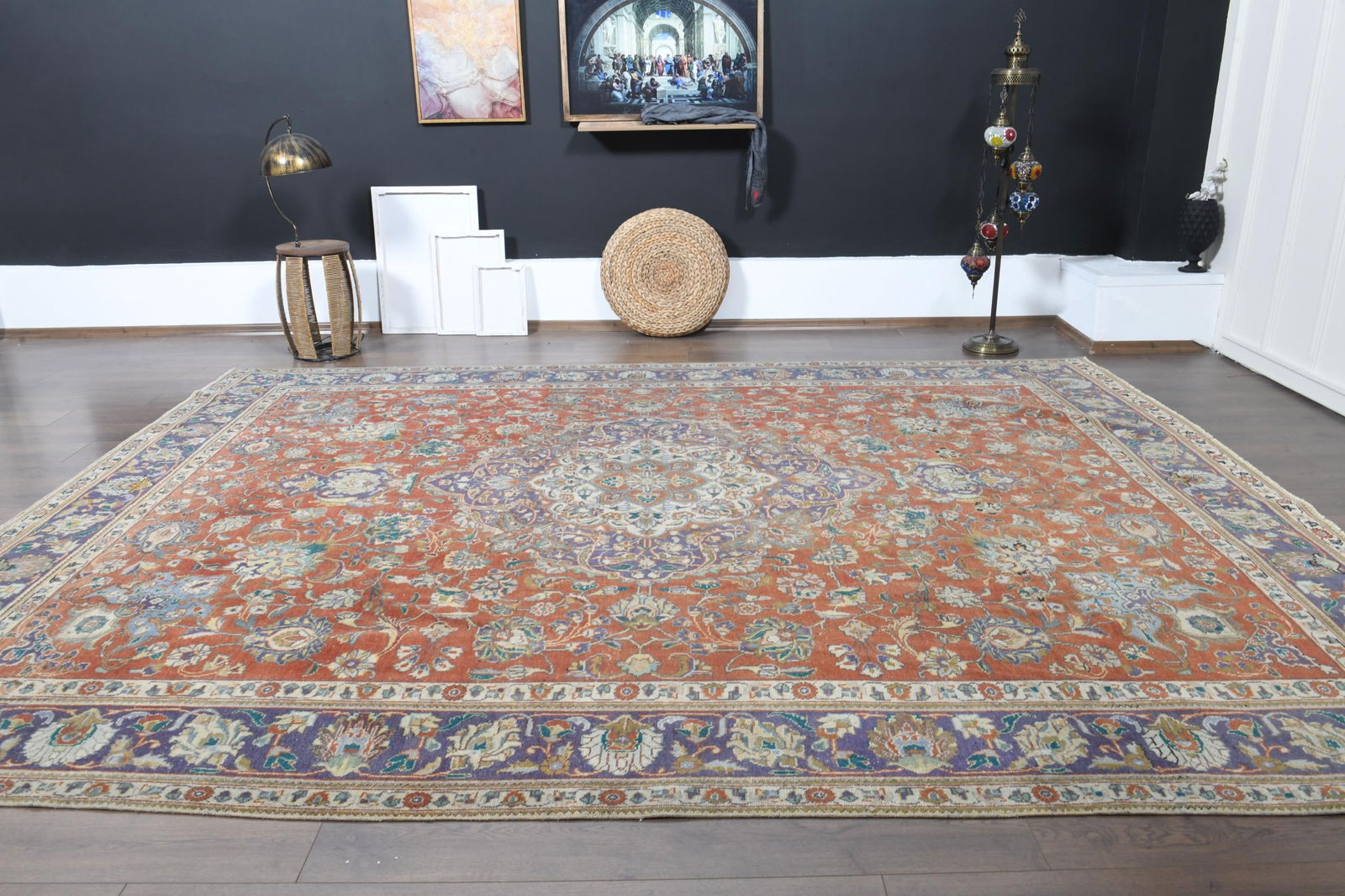 9'1x12'4 ft, ORANGE MINIMALIST RUG - 19