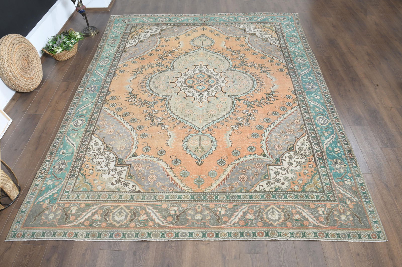 9'1x11'3 ft, ORANGE PERSIAN RUG - 11