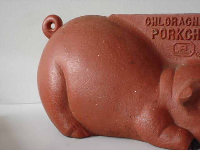 CAST IRON PIG BOOT SCAPPER AND ADVERTISING - 2