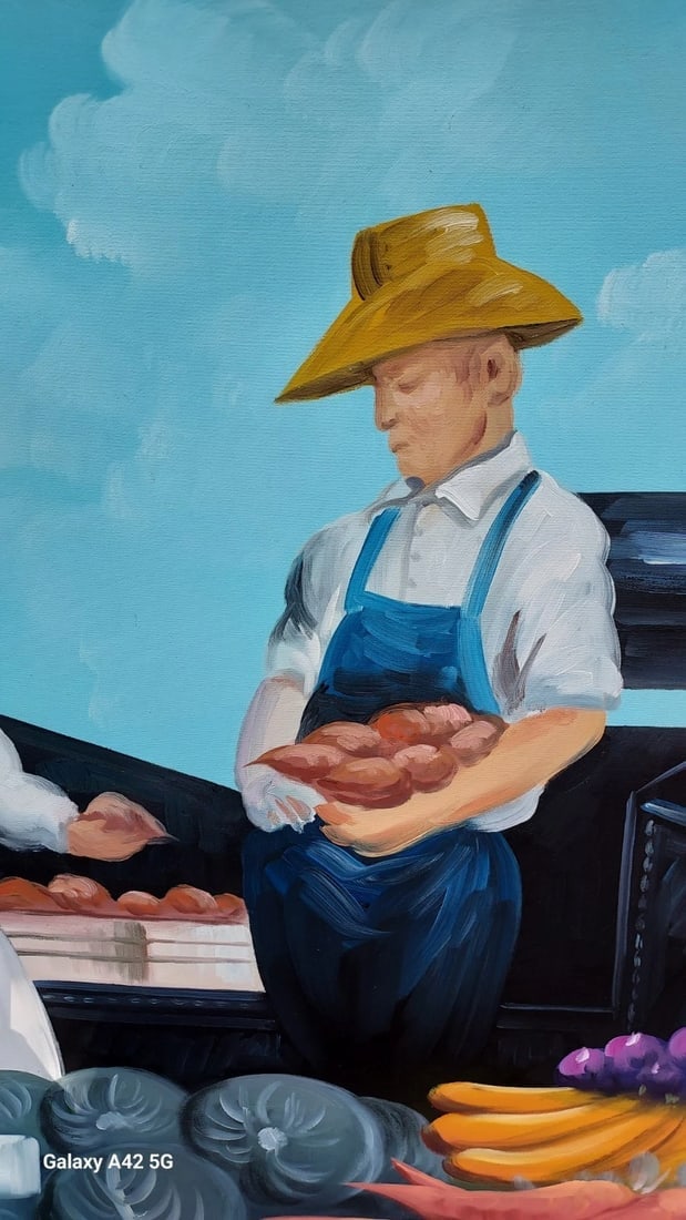 oil painting The Harvest For Sale Signed Not Grant Wood 1960 Amazing Colors - 3