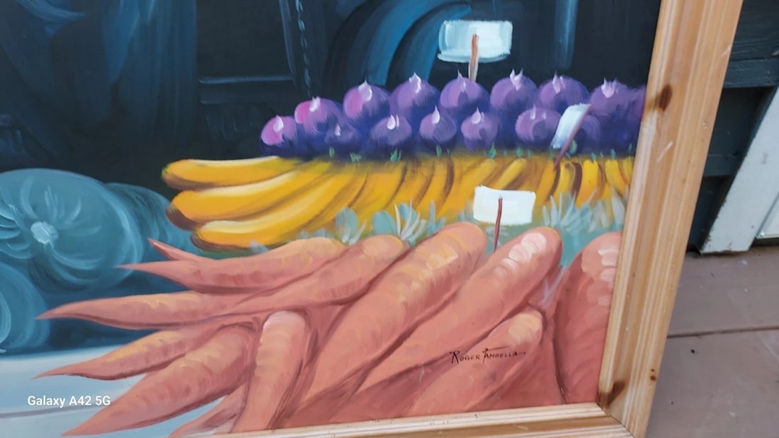 oil painting The Harvest For Sale Signed Not Grant Wood 1960 Amazing Colors - 4