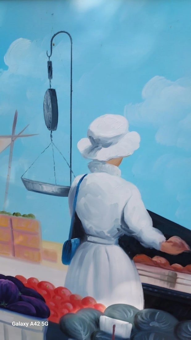 oil painting The Harvest For Sale Signed Not Grant Wood 1960 Amazing Colors - 5