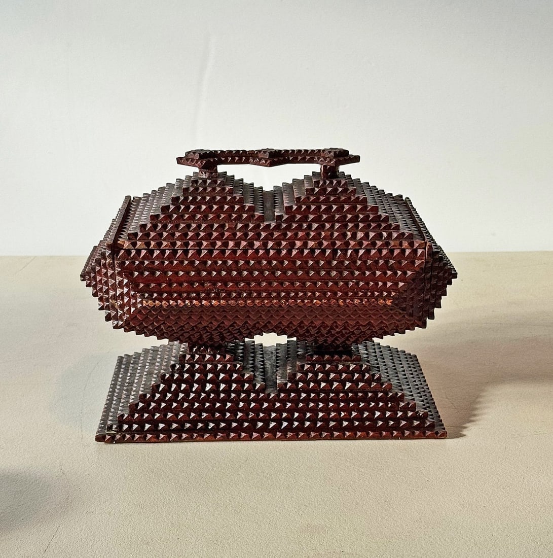 Painted Tramp Art Double Pedestal Box - 2