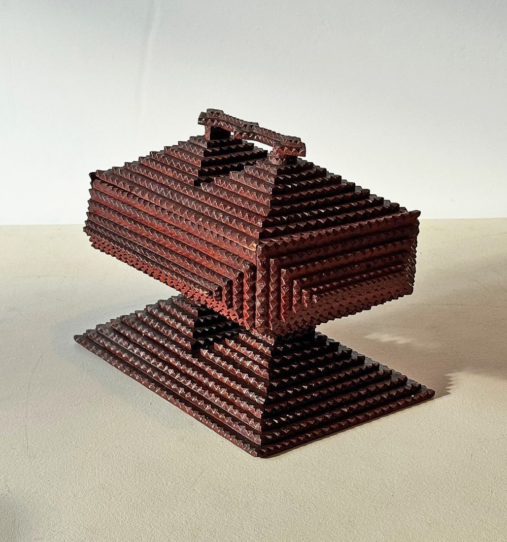 Painted Tramp Art Double Pedestal Box - 3