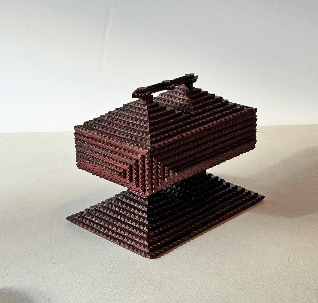 Painted Tramp Art Double Pedestal Box - 4