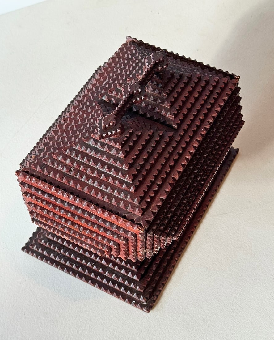 Painted Tramp Art Double Pedestal Box - 6