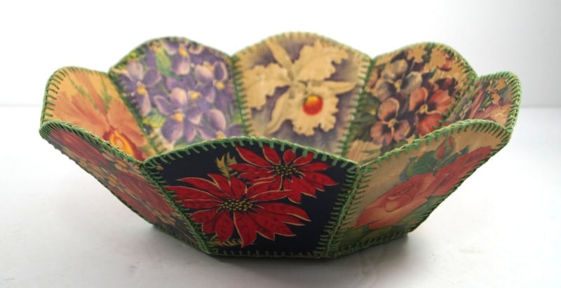 Vintage Christmas Card Hand Made Crochet Basket - 2