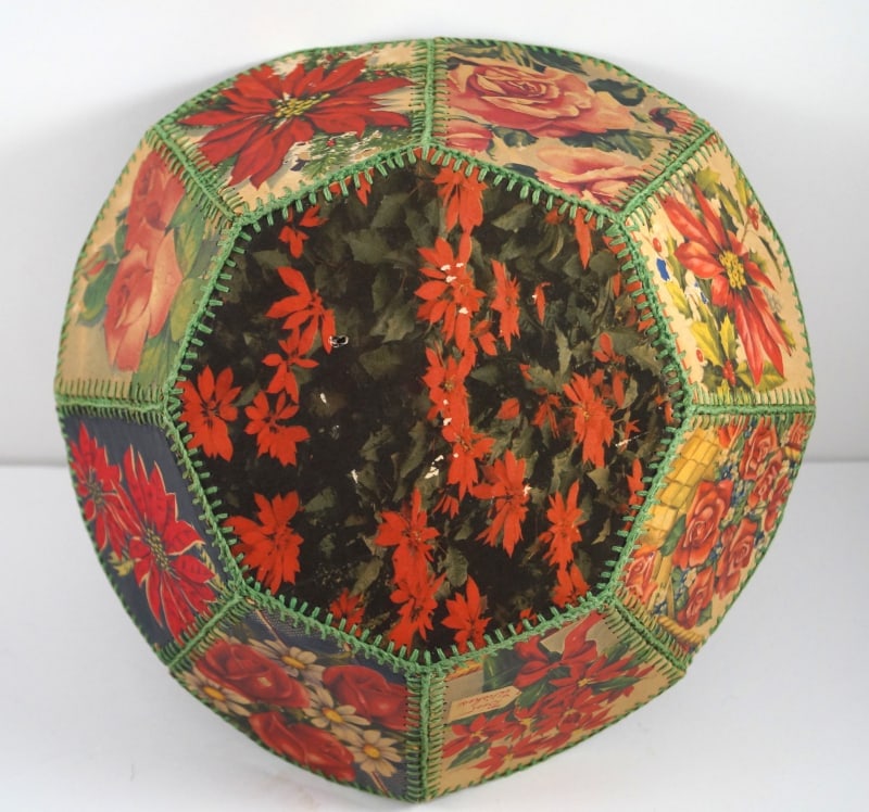 Vintage Christmas Card Hand Made Crochet Basket - 6