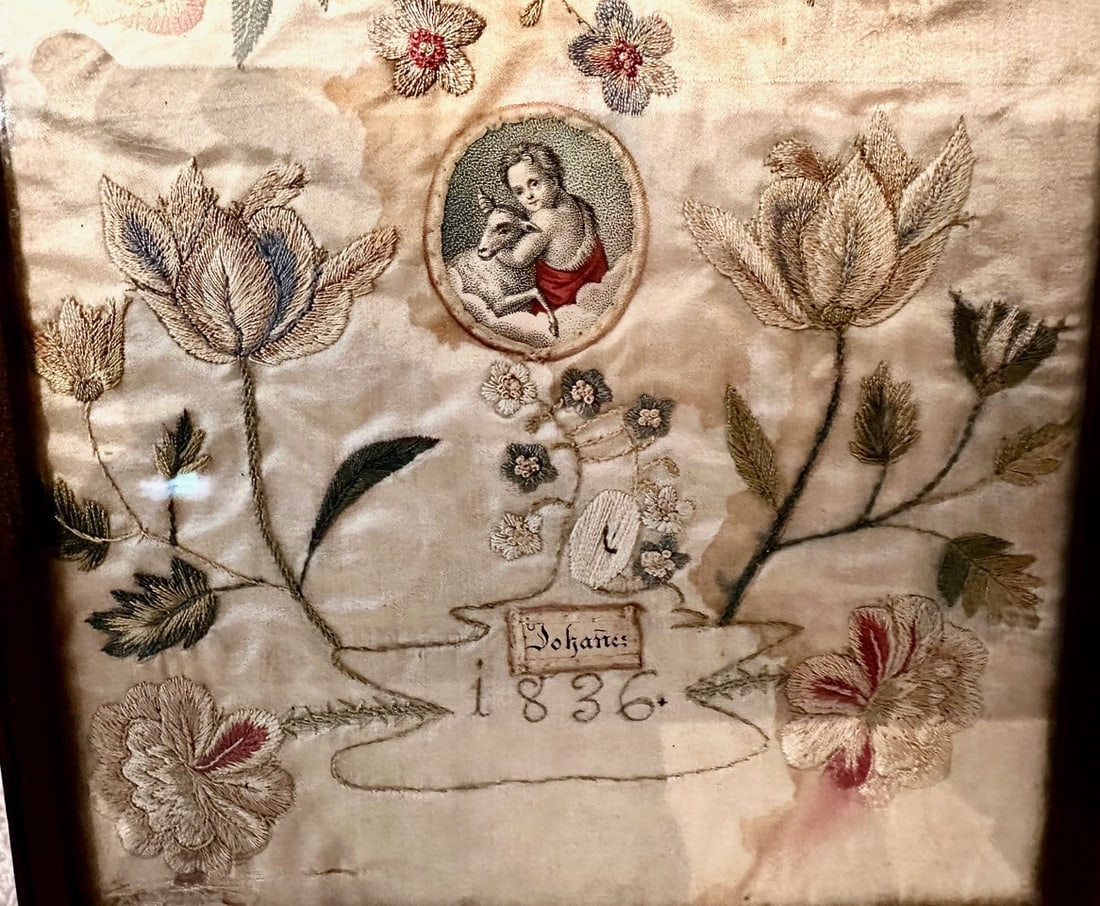 Small Needlework on Silk Dated 1836 - 2