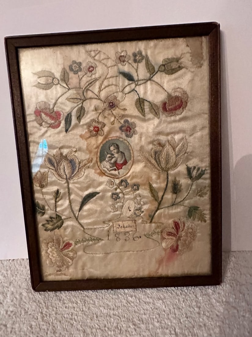 Small Needlework on Silk Dated 1836 - 5