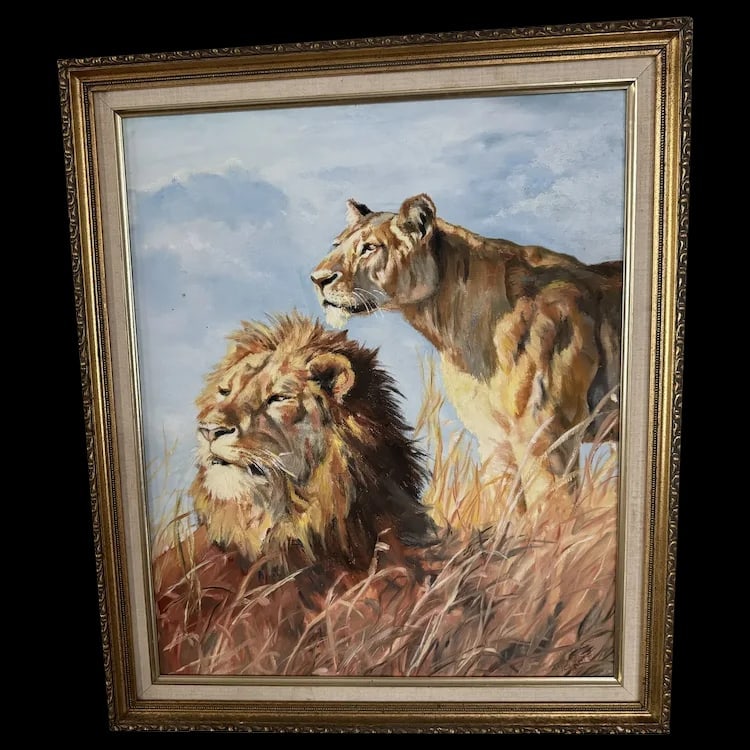 African Wildlife Safari Original Framed Oil Painting on Canvas: Impressionist style one-of-a-kind original oil painting of African wildlife. Image size is 20” X 24” (26x30 framed). Shipping:Domestic: Flat-rate of $40.00 to anywhere within the