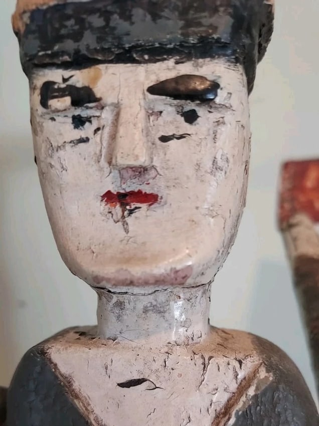 Antique Sailor Whirligig Wooden 19th Century Flag Amazing - 2