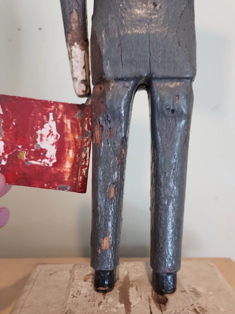 Antique Sailor Whirligig Wooden 19th Century Flag Amazing - 6