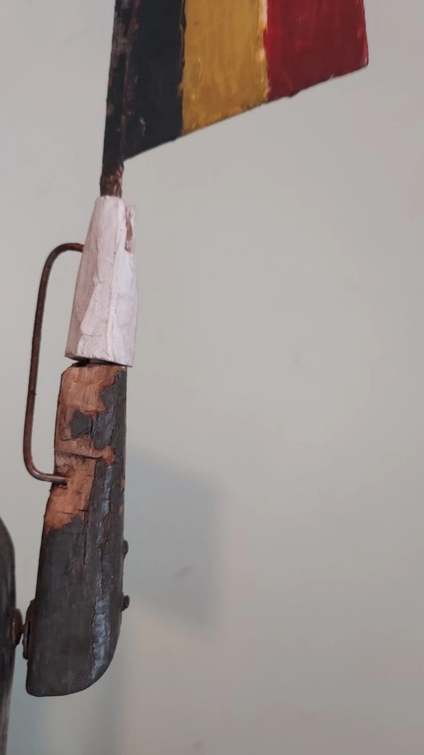 Antique Sailor Whirligig Wooden 19th Century Flag Amazing - 8