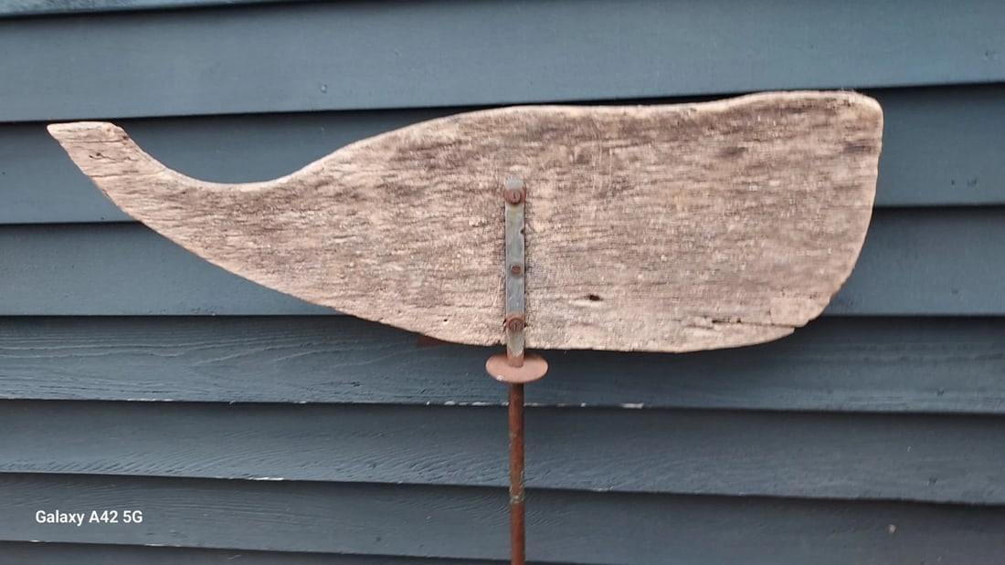 19th Century Whale Weathervane Copper Wood 30" New England - 4