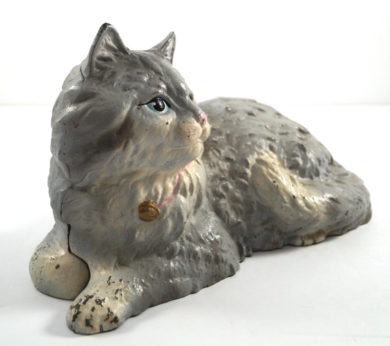 Reclining Cat Cast Iron Hubley Doorstop - 3