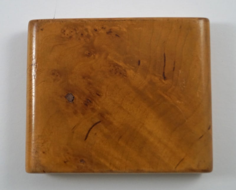 Antique Bedlington Terrier Dog Burl Wood Box - 5